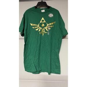 Legend of Zelda Triforce Green T-Shirt Gold Foil Nintendo XL